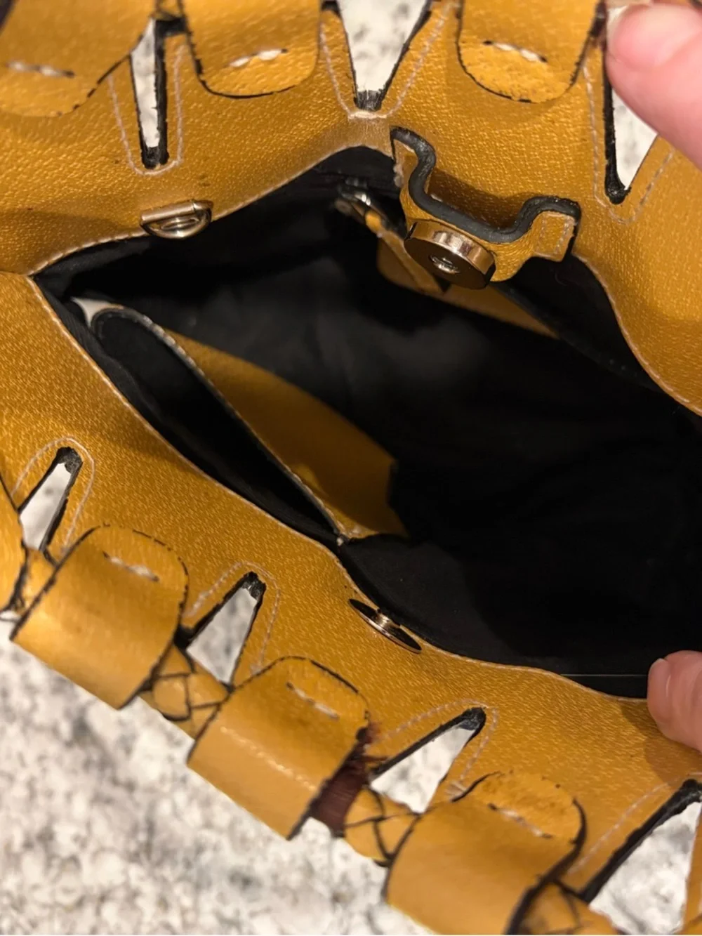 Mustard Yellow Braided Handle Mini Satchel Purse Minimalist